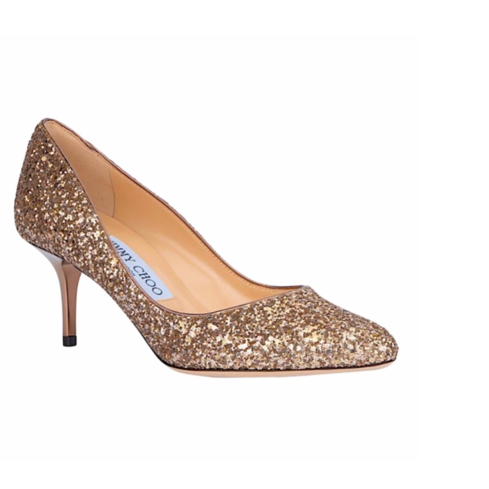 JIMMY CHOO WOMEN'S ROMY CHAMPAGNE COARSE GLITTER PUMPS